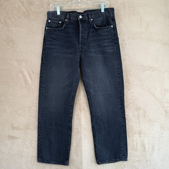 Edwin Lark Womens Tash Crop Relaxed Jeans Size 29 Black Mid Rise Button Fly - Picture 5 of 15